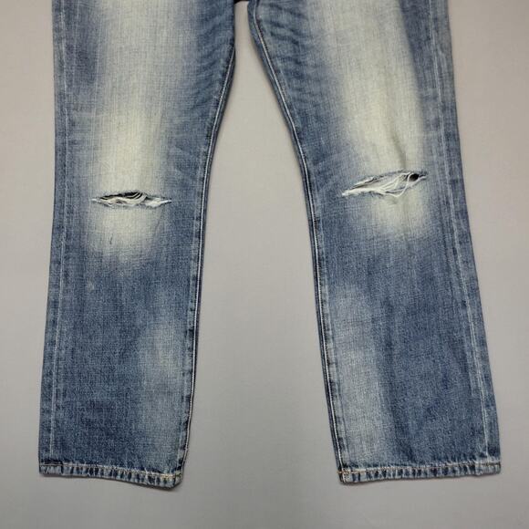 Express Kingston Jeans Mens 36x30 Blue Distressed Straight Leg Classic Fit Denim - Picture 4 of 16